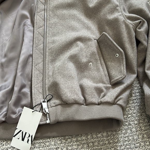 New Zara Men Bomber Jacket Coat Top Beige Tan M - Picture 6 of 12